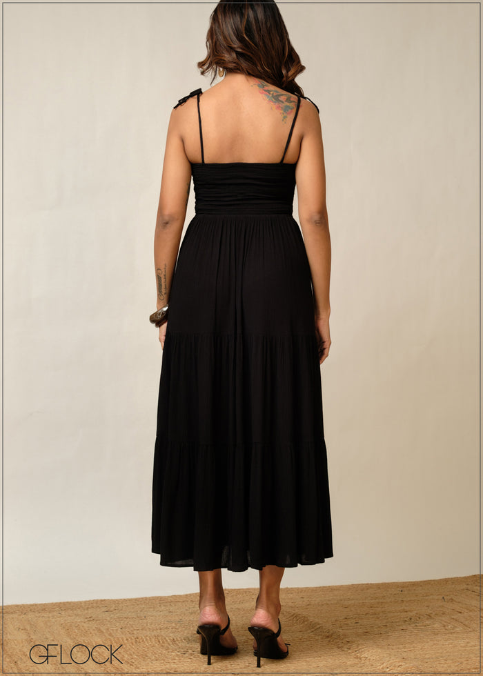Smocked Tie-Up Dress - 300326