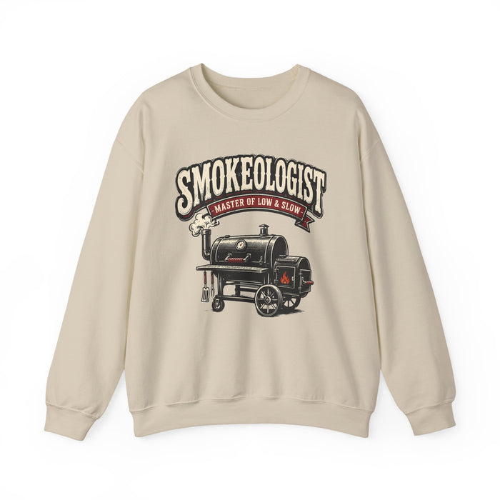 sand sweatshirt with smokeologist pitmaster design for bbq gift