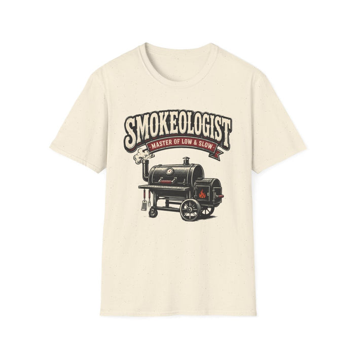 royal blue t-shirt with smokeologist funny barbecue design