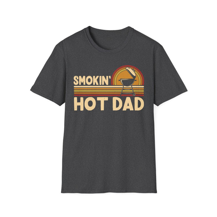 military green t-shirt with smokin' hot dad BBQ graphic