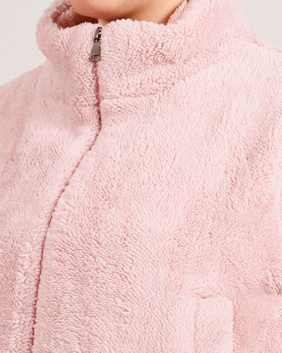 Soft Pink Sherpa Zip-Up Fleece Vest - O201378