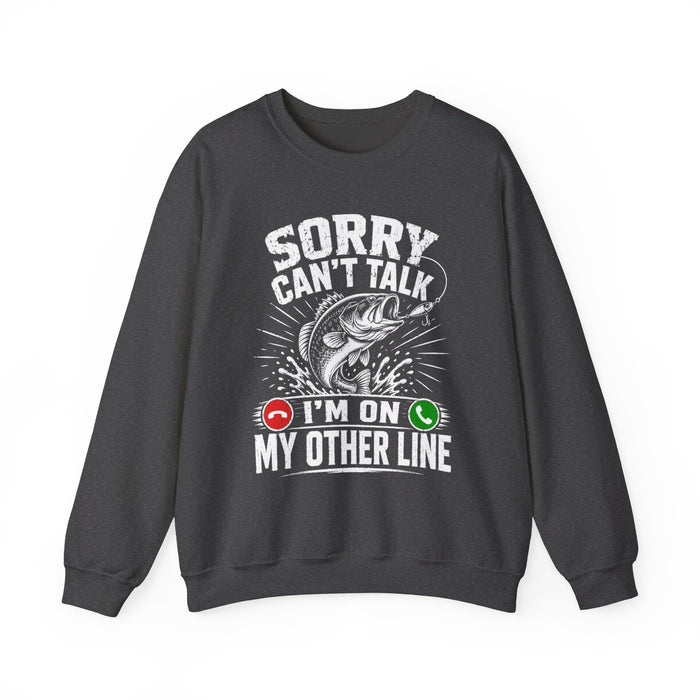 black sweatshirt with fishing joke print for angler gift