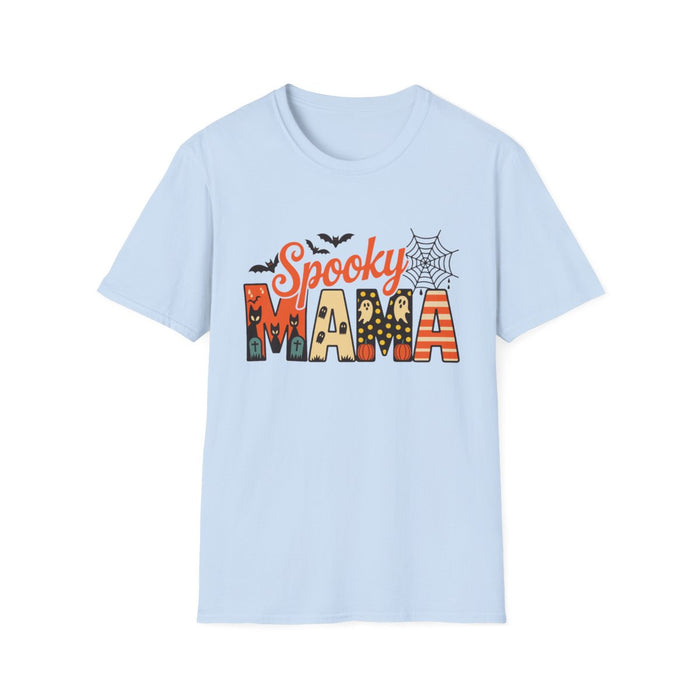 natural t-shirt with bold spooky mama halloween design for moms