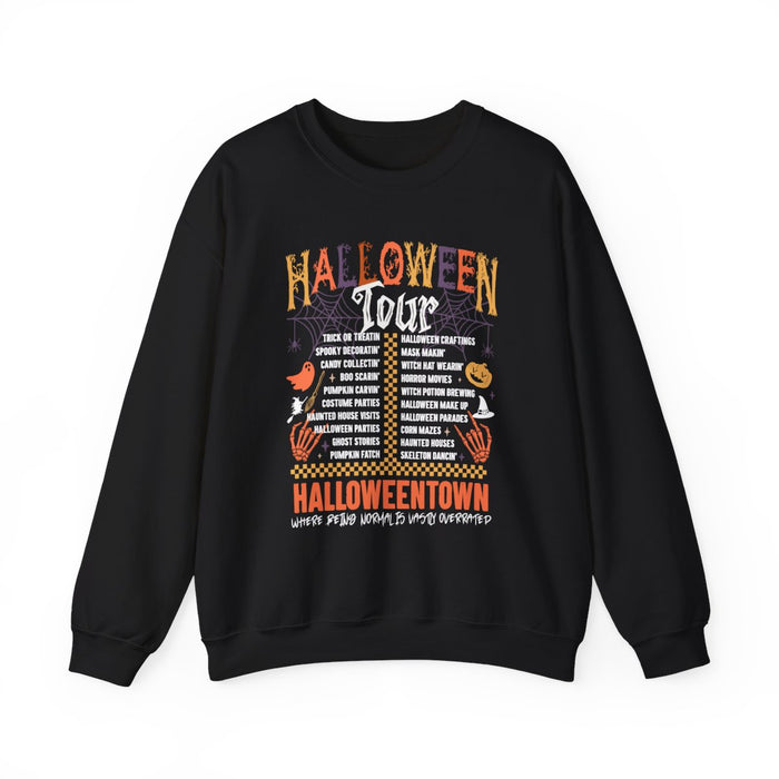 Spooky Town Halloween Tour Black Sweatshirt - funny sweatshirt by Cheeky Business