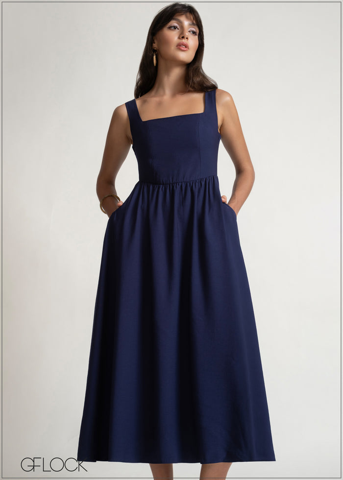 Square Neck Flared Dress - 150526