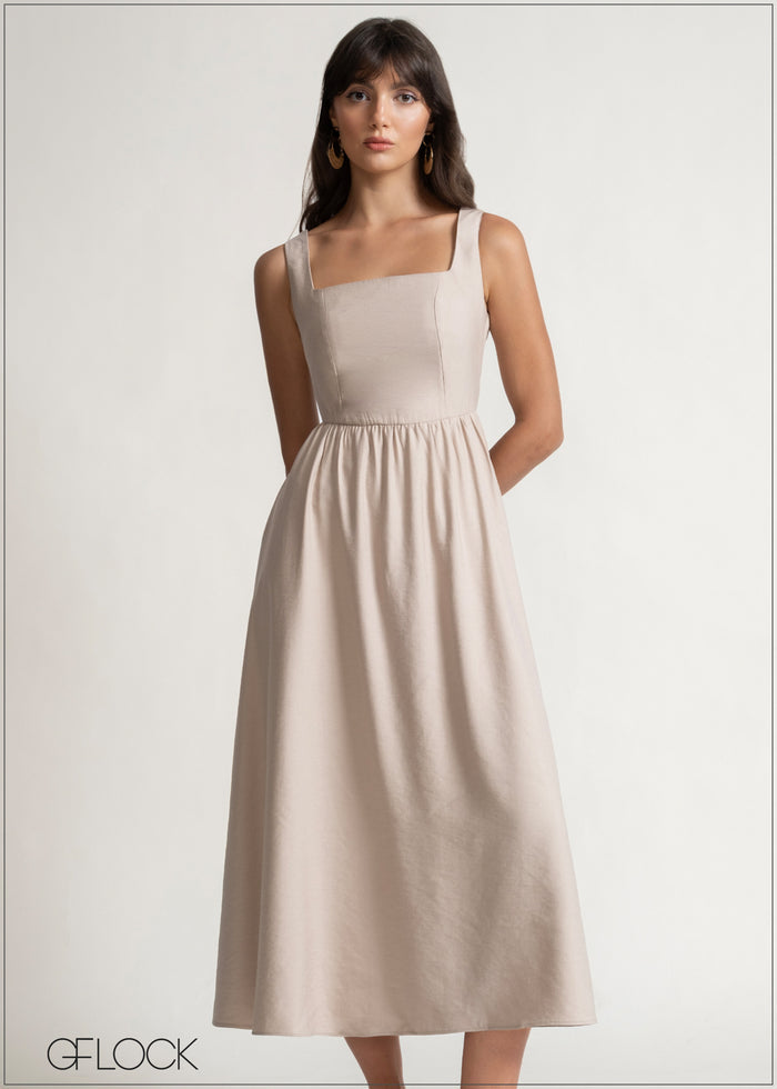 Square Neck Flared Dress - 150526