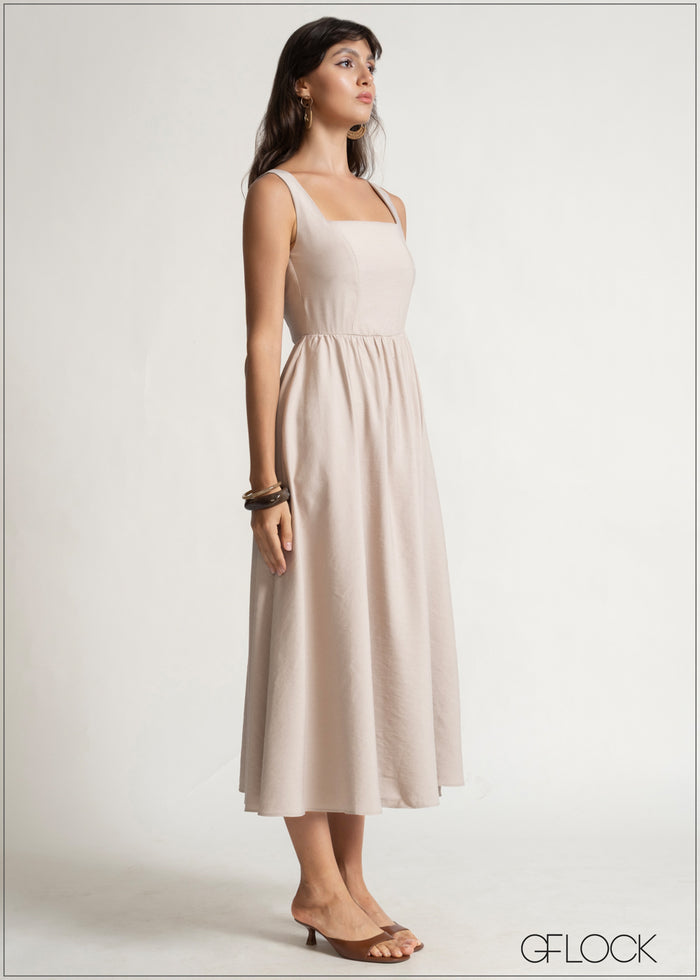 Square Neck Flared Dress - 150526