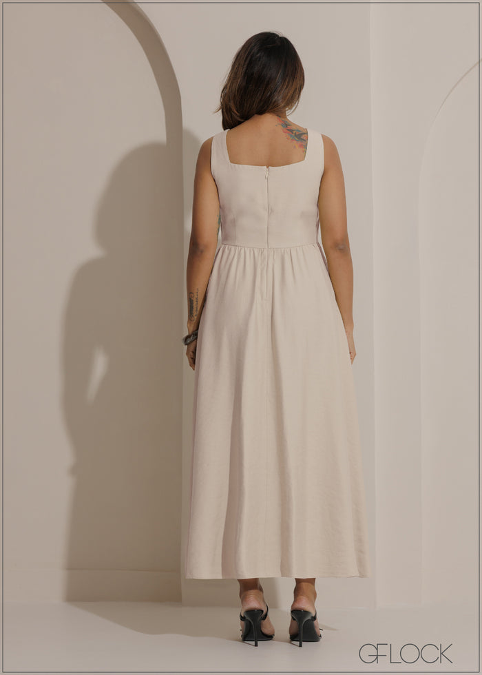 Square Neck Flared Dress - 271025