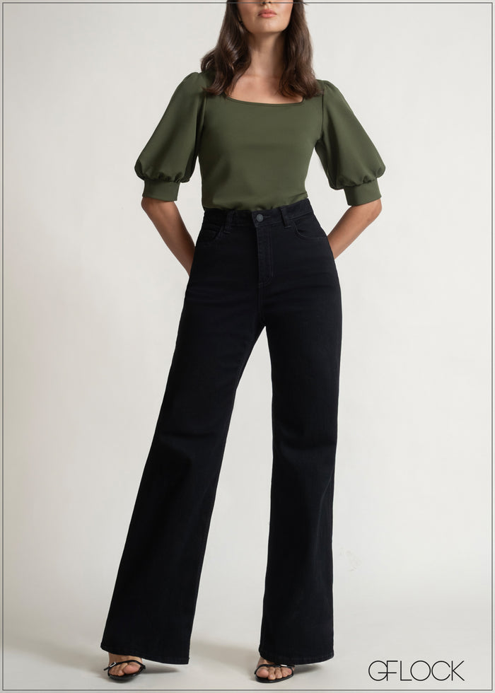 Square Neck Puff Sleeve Top - 150526