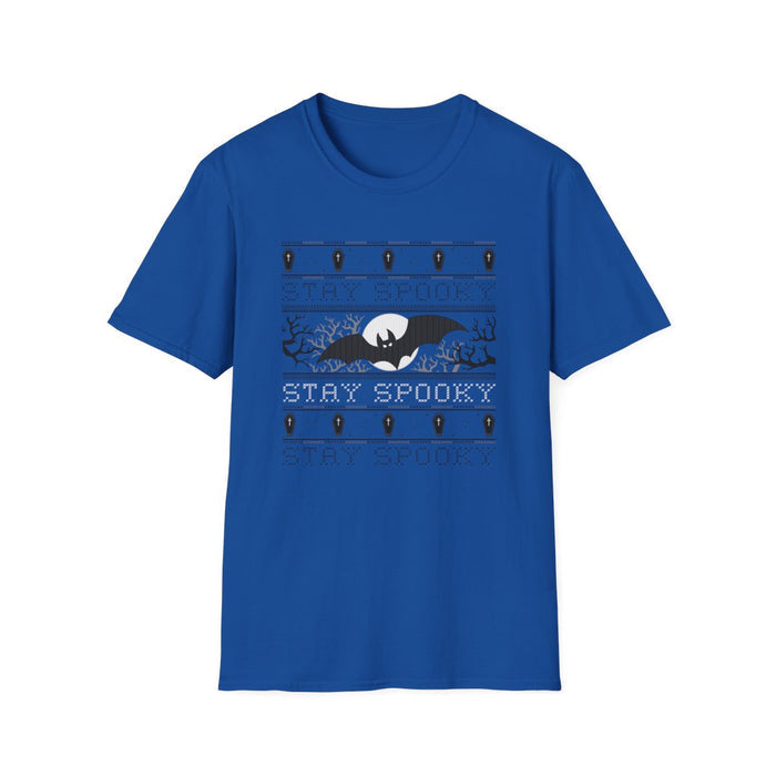 sport grey t-shirt with gothic bat halloween print front view