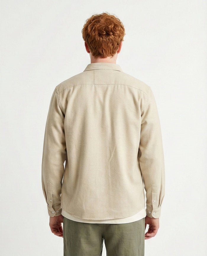 Stone Brushed Flannel Long Sleeve Shirt - O203064