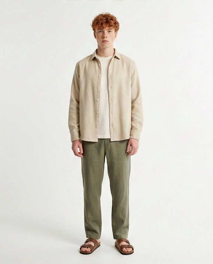Stone Brushed Flannel Long Sleeve Shirt - O203064