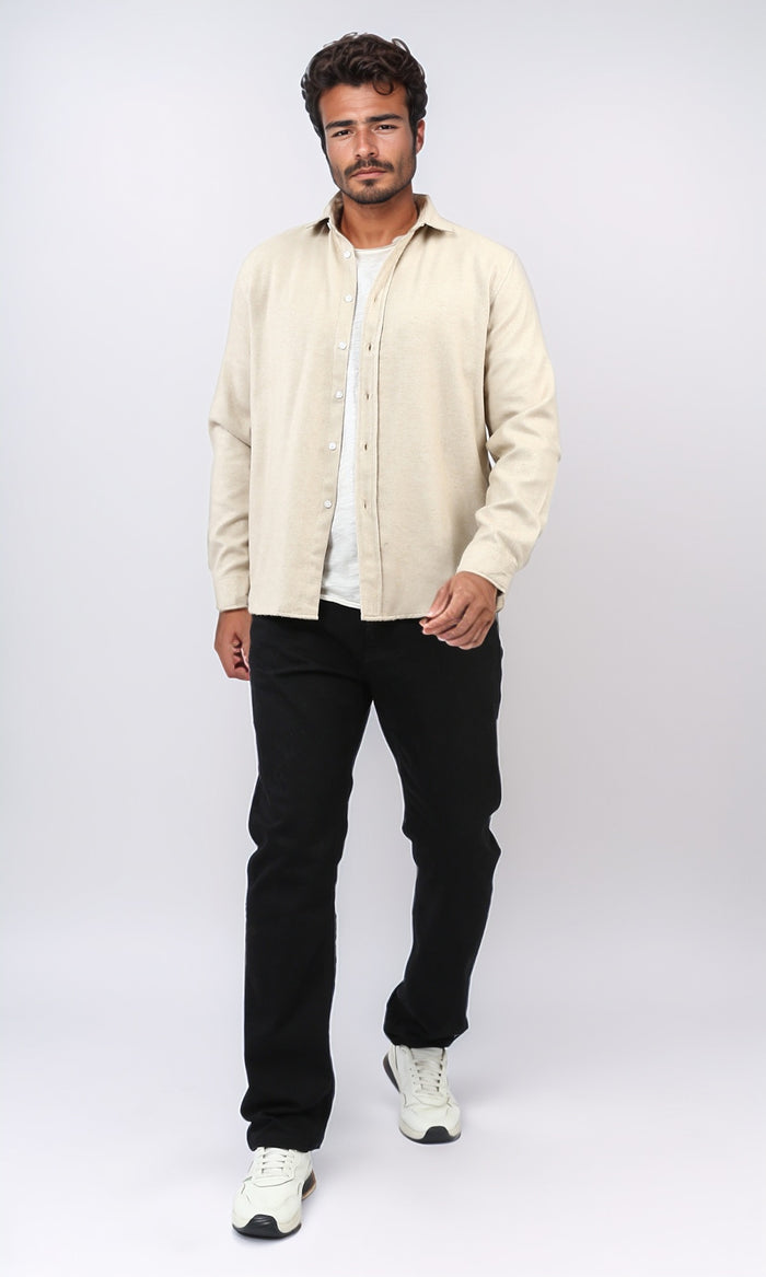 Stone Brushed Flannel Long Sleeve Shirt - O203064