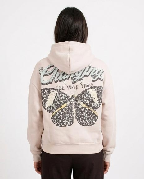 Stone Charming Butterfly Graphic Relaxed Hoodie - R206856