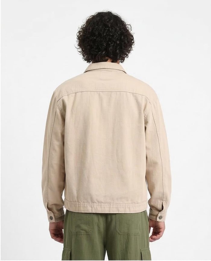 Stone Utility Trucker Jacket with Dual Chest Pockets - R207959