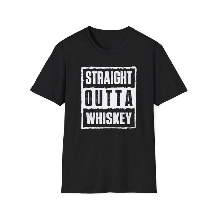 black t-shirt with Straight Outta Whiskey funny spirits design