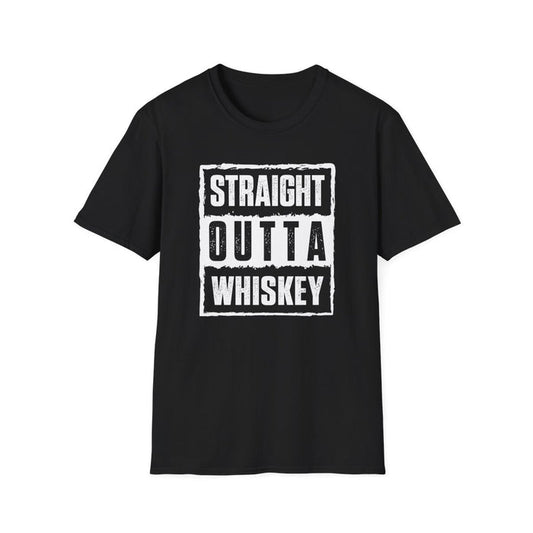 black t-shirt with Straight Outta Whiskey funny spirits design