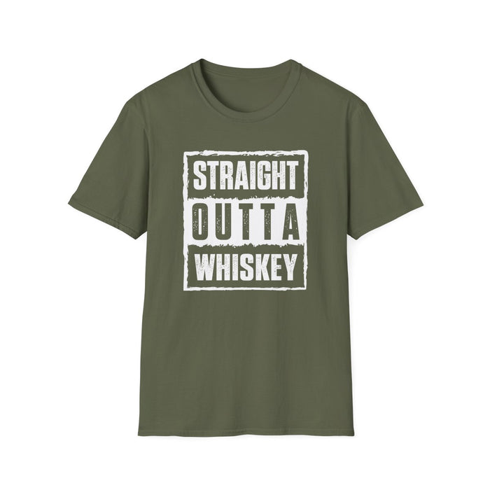 dark chocolate t-shirt with Straight Outta Whiskey spirits gift print