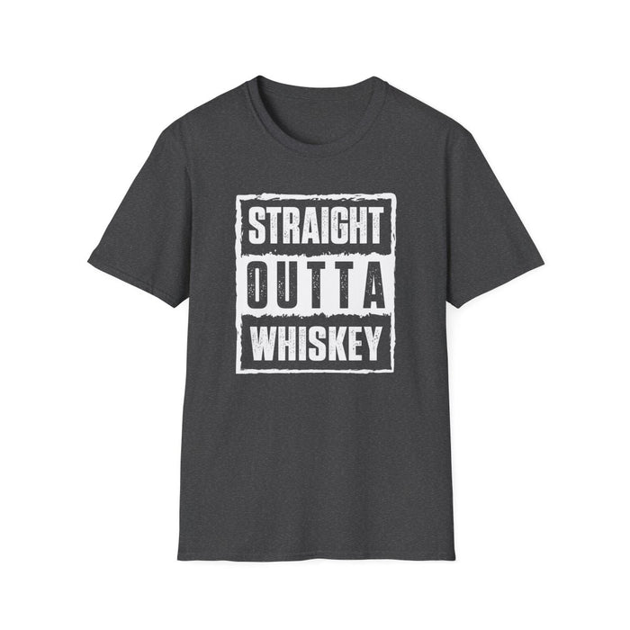 royal blue t-shirt with Straight Outta Whiskey humorous whiskey design