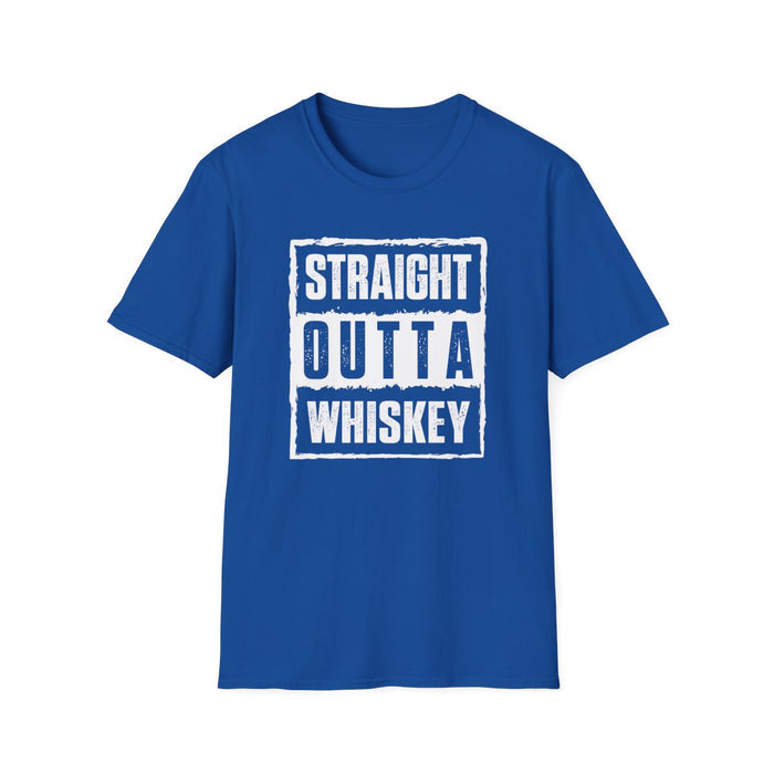 military green t-shirt with Straight Outta Whiskey funny drinks graphic