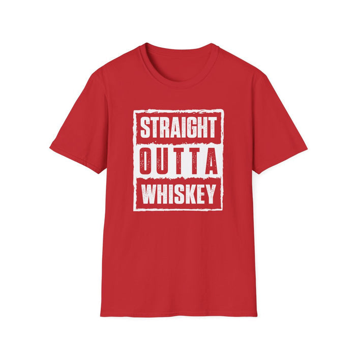 dark heather t-shirt with Straight Outta Whiskey spirits enthusiast print
