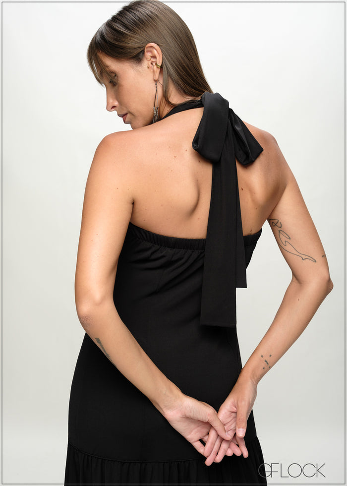 Strap Detailed Ruched Maxi Dress - 090226