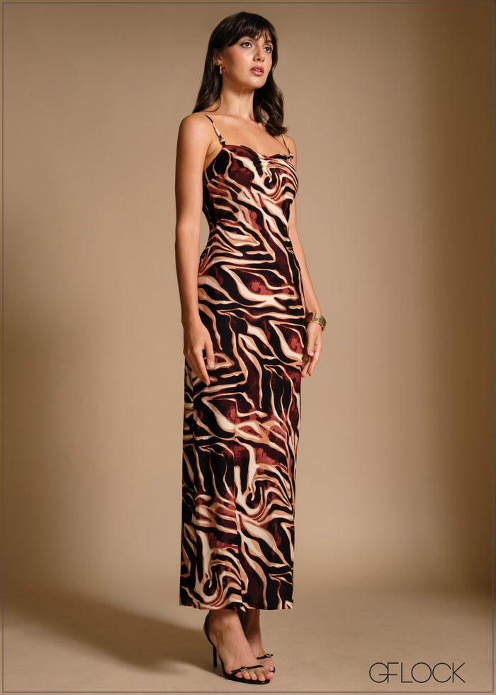 Strappy Printed Maxi Dress - 240426