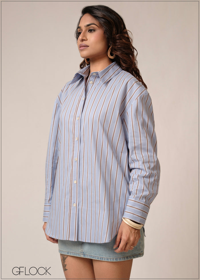 Stripe Oversized Shirt - 160726