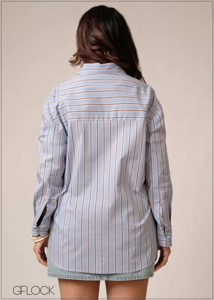 Stripe Oversized Shirt - 160726