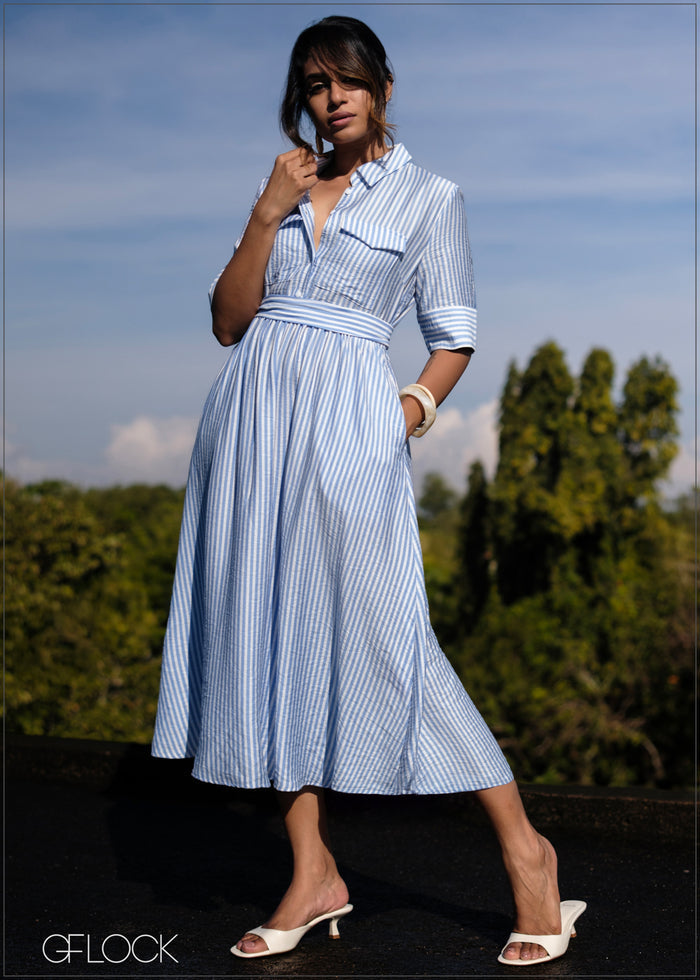 Stripe Shirt Dress - 171025
