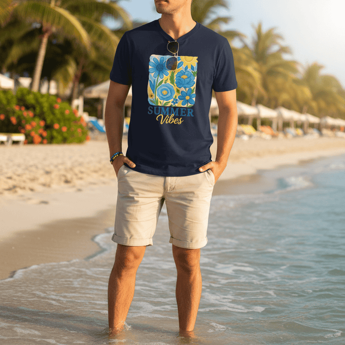 summer vibes floral t-shirt product mockup multiple colours