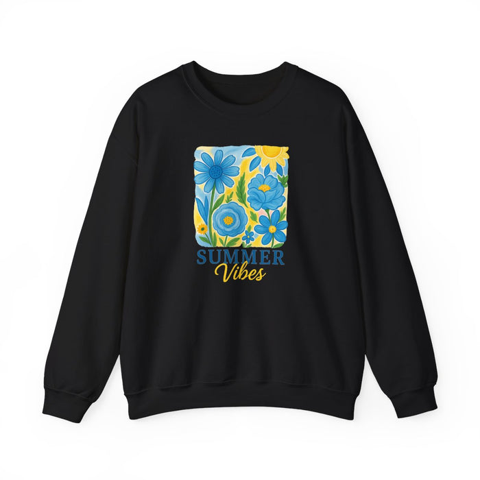 white sweatshirt with summer vibes design styled for summer
