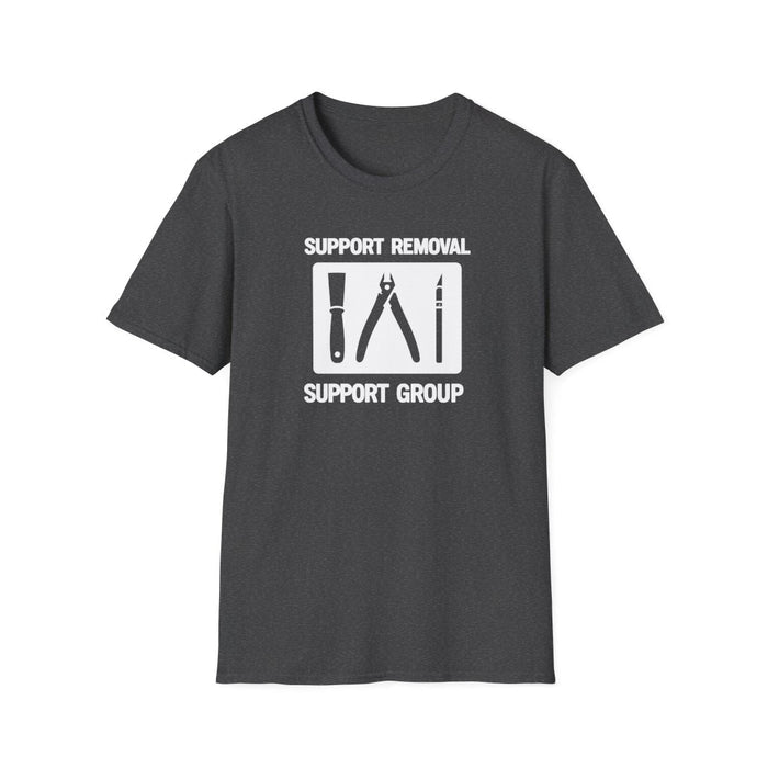 dark heather t-shirt with 3d printing support removal funny slogan print
