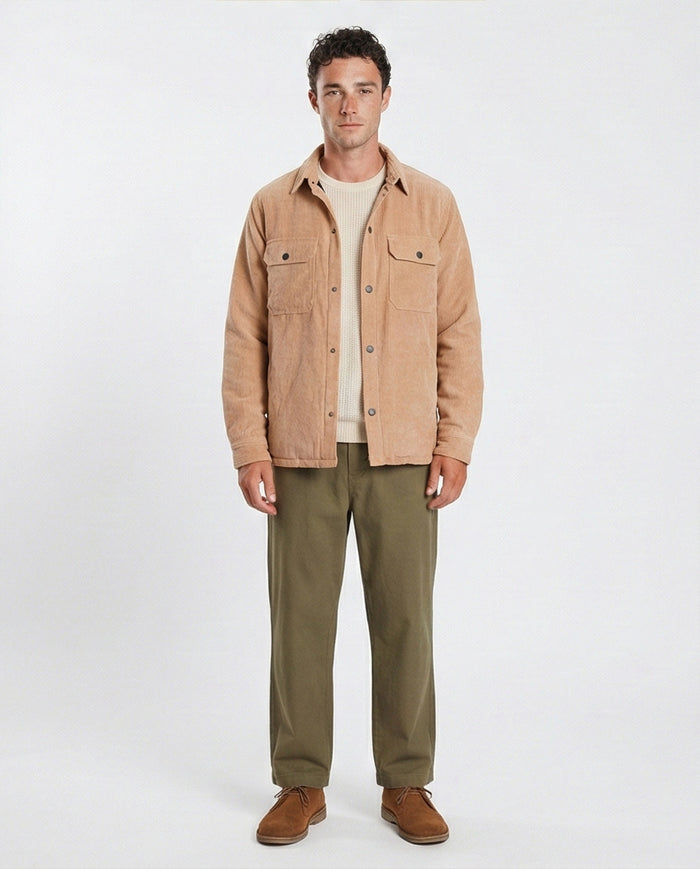 Tan Corduroy Button-Down Shacket - R206828
