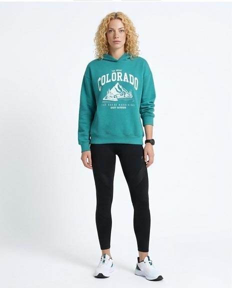 Teal Great Colorado Graphic Mountain Hoodie - O202175