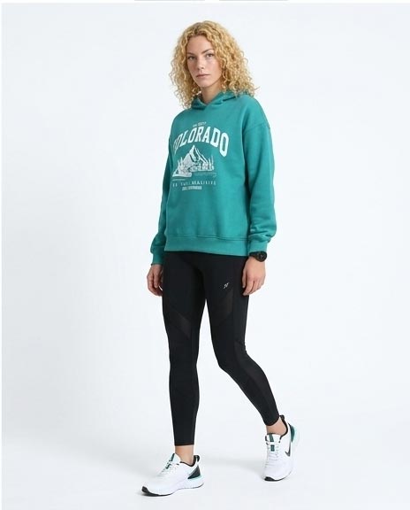 Teal Great Colorado Graphic Mountain Hoodie - O202175