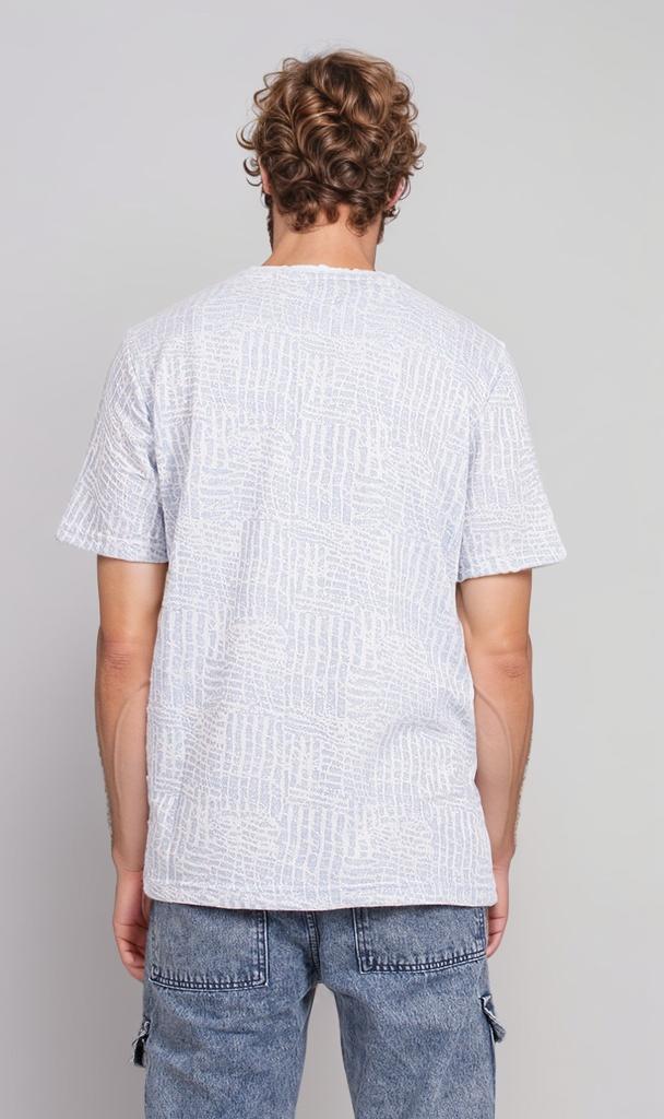 Textured Patterned Crew Neck T-Shirt