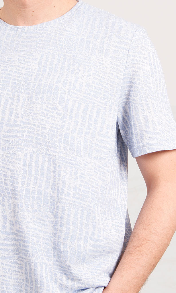 Textured Patterned Crew Neck T-Shirt