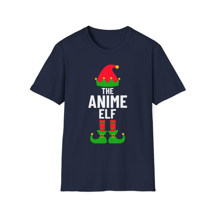military green t-shirt with anime Christmas elf artwork