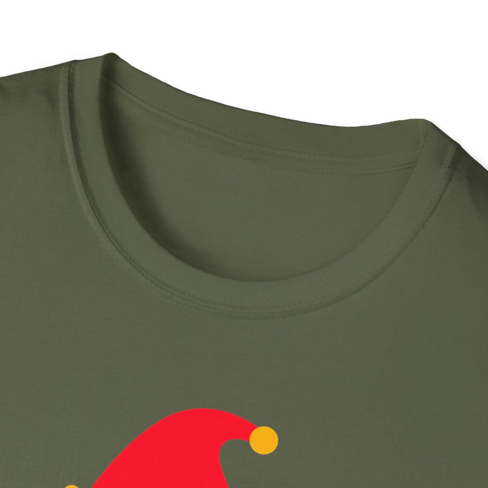 baking elf Christmas t-shirt detail showing bold printed design