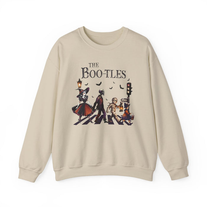 sand sweatshirt with the boo-tles halloween parody design detail