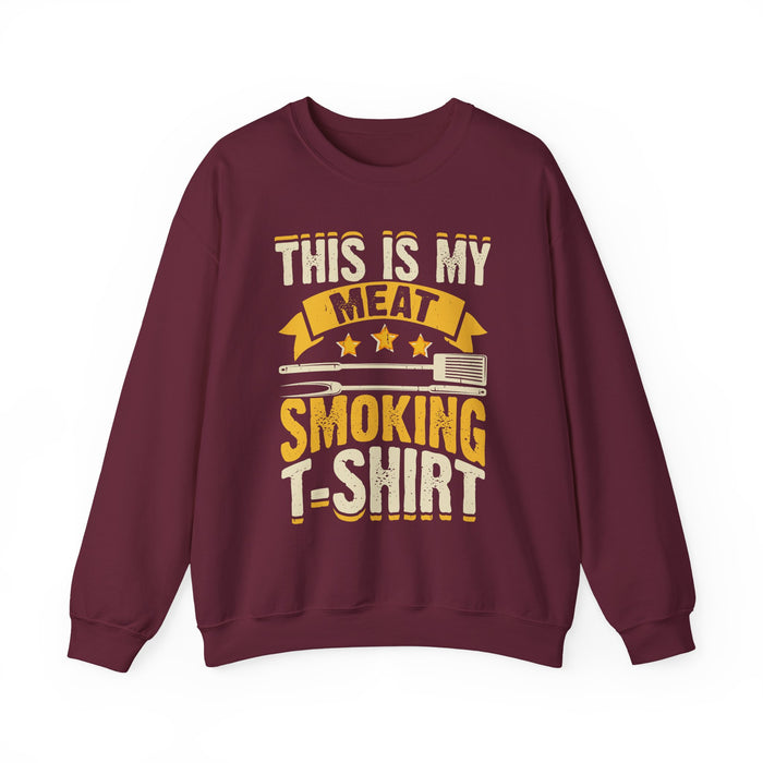 navy t-shirt with meat smoking graphic for grilling enthusiasts