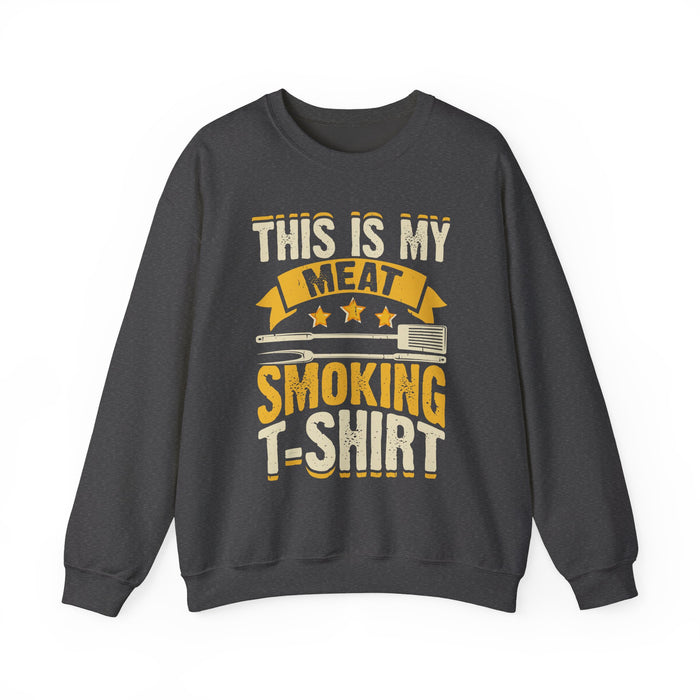 dark heather t-shirt with smoking meat barbecue slogan print