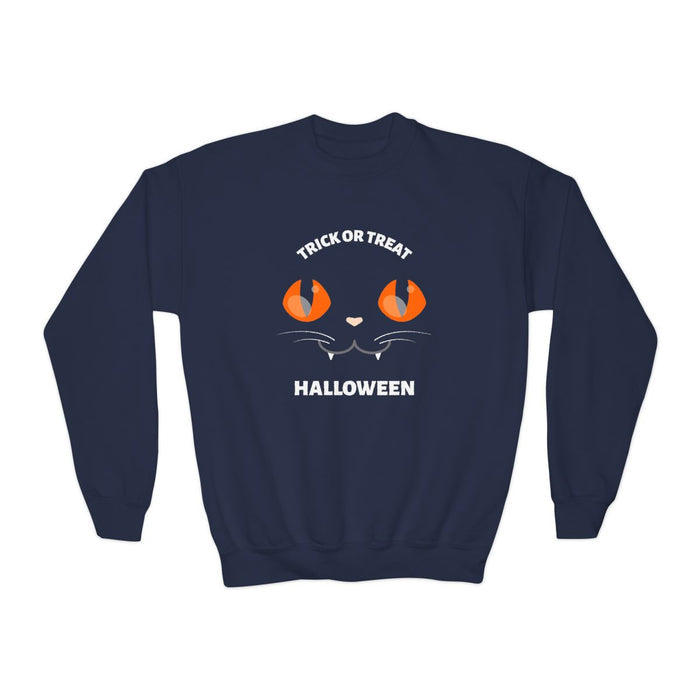 Trick Or Treat Black Cat Kids Halloween Sweatshirt - funny t-shirt by Cheeky Business