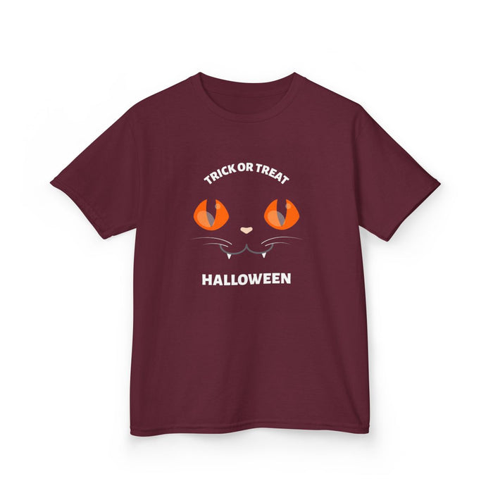 Trick Or Treat Cat Eyes Halloween Kids T-Shirt - funny t-shirt by Cheeky Business