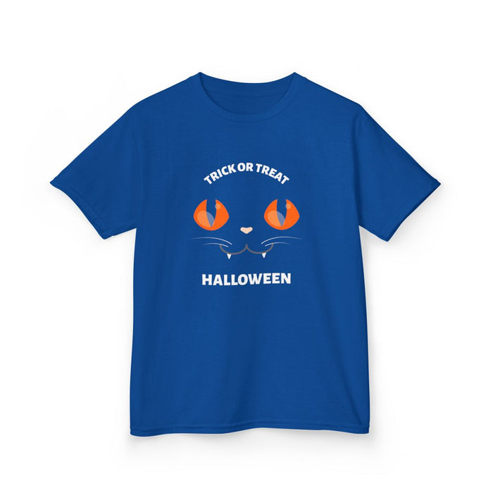 Trick Or Treat Cat Eyes Halloween Kids T-Shirt - funny t-shirt by Cheeky Business