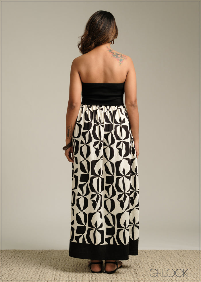 Tube Contrast Printed Dress - 190925