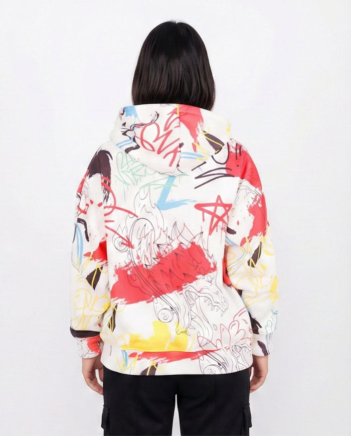 Urban Expression Graffiti Print Oversized Hoodie - O200018