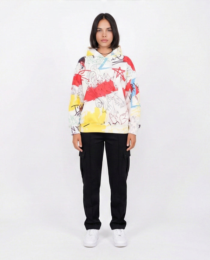 Urban Expression Graffiti Print Oversized Hoodie - O200018