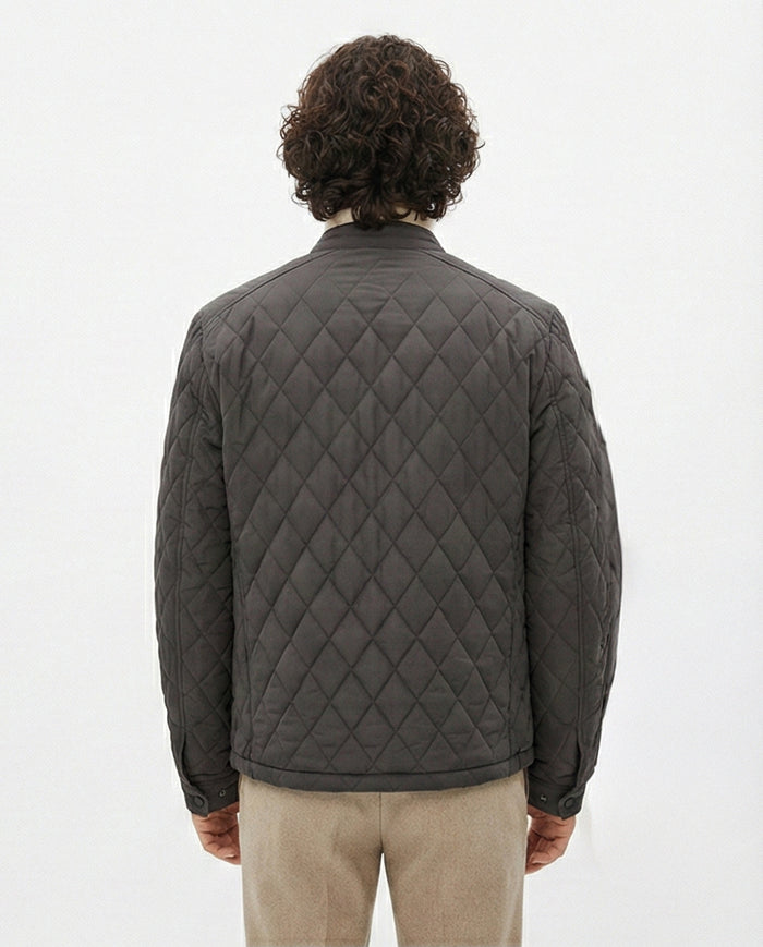 Urban Quilted Moto Jacket in Charcoal